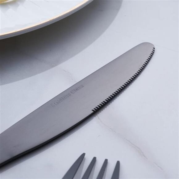 Matte Black Silverware Set,24-Piece StainlessSteel Satin Finish Flatware Cutlery - Picture 7 of 8